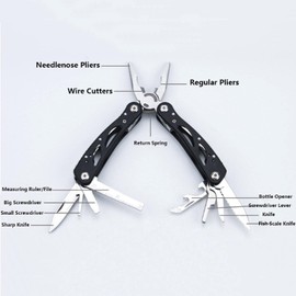 Portable Multitool, Stainless Steel Foldable Multitool Pocket Pliers, Bottle Opener, Screwdriver for Camping, Outdoor Activities, Repair