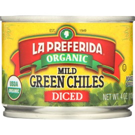 La Preferida Organic Mild Green Chilies Diced, Roasted and Peeled, Gluten Free, 4 Ounce (Pack of 12)