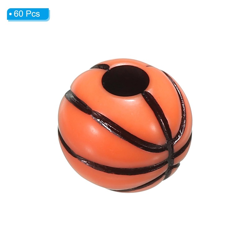 PATIKIL 10mm Orange Acrylic Round Sports Bead, 60 Pack, Craft