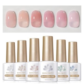 BORN PRETTY Gel Nail Nude Pink Set of 6 Colors Transparent Transparent Color Gel UV LED Compatible Salon Nail Self Nail Art