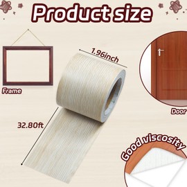 Giftmeet Wood Grain Tape, 2 inch X 32 ft Adhesive Tape for Furniture, 1 Roll Beige Decorative Duct Tape Wood Repair Tape for Doors, Floors, Window, Tables, Chairs, Baseboard, Cabinet, Kitchen