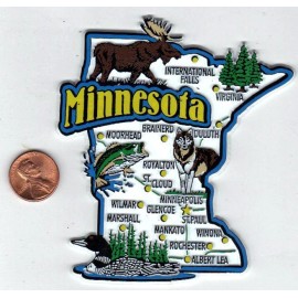 CLASSIC  MINNESOTA JUMBO  STATE MAP  MAGNET 7 COLOR   NEW USA   MINNEAPOLIS  ROCHESTER