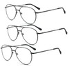 EYE ZOOM 3 Pack Metal Frame Aviator Style Reading Glasses