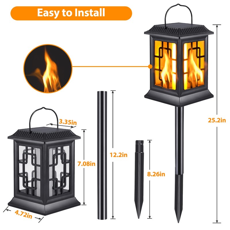 Viitech Solar Lights Garden Outdoor, IP65 Waterproof Solar Flame Light