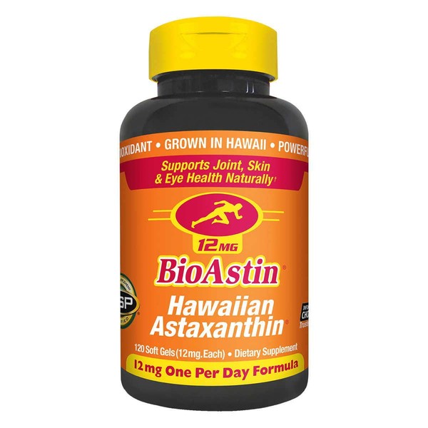 BioAstin Astaxanthin 12mg, 120ct - Supports Recovery from Exercise + Joint, Skin, Eye Health Naturally - 100% Hawaiian Sourced Premium Antioxidant kkj
