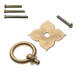 dophee 1pc 1.89"x1.69" Furniture Brass Hardware Drawer Pull Cabinet Handle Door Ring with Screws, Antique Brass