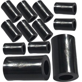 M10 x 25mm Black Nylon Spacers and Standoff Washers for M3, M4, M5, M6, M8 Screws, Lengths 3mm to 30mm (Pack of 12)