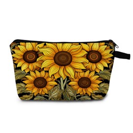 MoCaliduccious Sunflower Makeup Bag Small Pouch Gift for Women Travel Cosmetic Bag Organizer With Zipper Storage