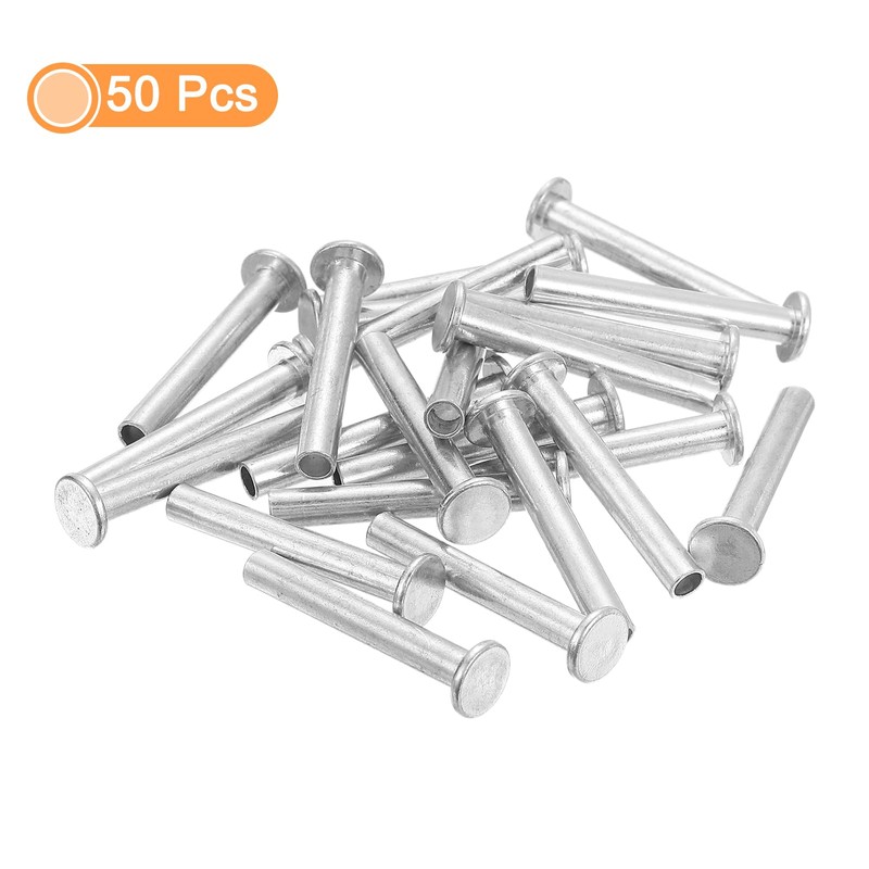 QUARKZMAN Pack of 50 Half Hollow Rivets, 5 mm x