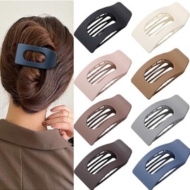 Paquete de 8 Pinzas Planas para el Pelo para Mujer: Pinzas Rectangulares Grandes Mate Antideslizantes, Accesorios Cuadrados de Fijación Fuerte para Ca