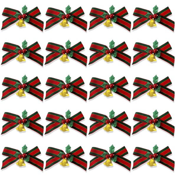 HAIKING Christmas Bowknot, 20 PCS Christmas Bows with Bells for