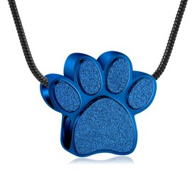 QGJNSGC Paw Print Urn Cremation Necklace for Ashes Dog Cat Pet Paw Print Animal Keepsake Memorial Charm Pendant Necklace for Men Women