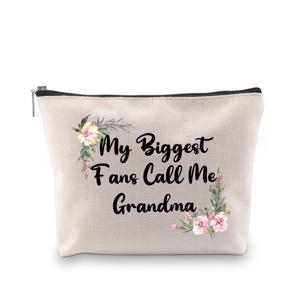 BLUPARK Bolsa de lona para cosméticos para abuela, regalo de cumpleaños con texto en inglés "My Biggest Fans Call Me Grandma", Call Me Grandma