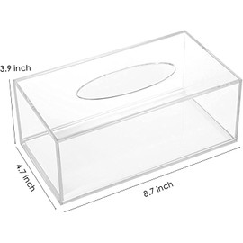 2PCS Acrylic Tissue Box Holder, Clear Napkin Tissue Boxes Modern Simple Desktop Facial Tissue Case Paper Dispenser for Bathroom Bedroom Home Farmhouse Office Hotel Car- 8.8 x 3.5 x 4.8 Inch