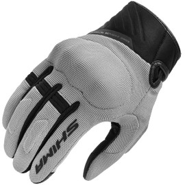 SHIMA SONIC Motorbike Gloves Men Textile Leather Short Summer Biker Armoured Protectors Motorcycle Perforated Ventilated Touchscreen Motorsport Glove Lightweight Motocross (Mens, Grey, M)