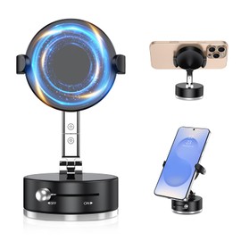 VENINGO Smartphone Holder, Car Magnet, 2025 Upgraded Edition, Vacuum Suction Cup & Strong Magnet, Multi-Angle Freely Adjustable, 360° Rotation, Foldable, Magsafe Car Holder with Clip, Compatible with