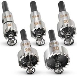 S&R Drill Bits Set HSS High Speed Steel - Hole Saw Set 16 + 18.5 + 20 + 25 + 30 mm HSS Cobalt 5% Cobalt Steel, M35 Cobalt Alloy HRC64 66, Steel, Stainless Steel Stainless