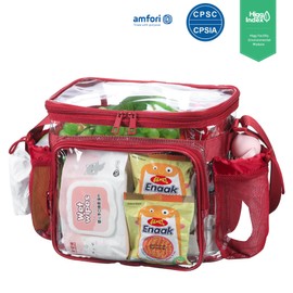 BORMELUN Clear Lunch Bag for Work, Correctional Officer Work shoulder crossbody tote Concets Approved Transparent see through plastic -Encore Red