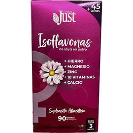 Just Isoflavonas, Suplemento con Vitaminas y Minerales para MUJERES Mayores de 45 Aos, 90 Tabletas. - Producto Original de Alta Calidad, Entrega Rápid