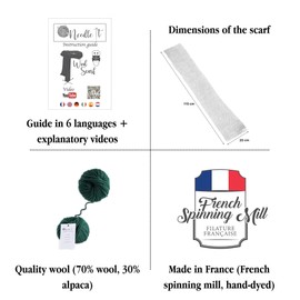 Needle It® - Complete beginner's knitting kit with knitting needles - Knitting wool scarf - Gift Idea (Dark Green)