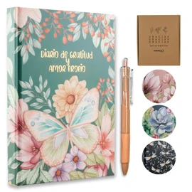 MONART WATERCOLOR ® - Diario de Gratitud, libreta de amor propio, cuaderno manifestacion, agradecimiento, diario personal (Mariposas)