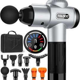 Massage Gun EM26 Experience powerful deep tissue relief,Featuring 10 massage heads and a silent brushless motor,Massager Machine Gift Comfort - Color: Sliver