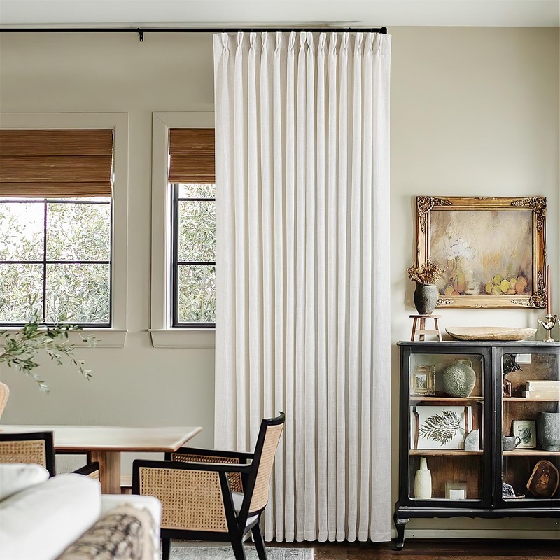 Pinch Pleated Linen Curtains 108 Inches long for Living Room