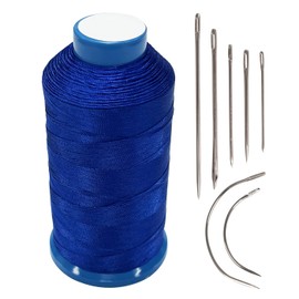 Haobase Bonded Nylon Sewing Thread 1500 Yard T70#69 for Leather, Bag, Shoes, Canvas, Upholstery with Sewing Needles Kit (Blue)