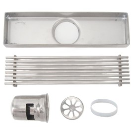 Linear Shower Drain,Large Drainage Capacity Stainless Steel Linear Drain,Effective Unpleasant Smell Prevention Rectangular Floor Drain,for 2.0in Pipe Bad Smell Prevention (Middle