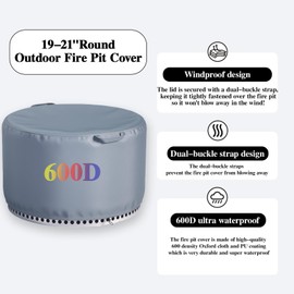 Chinchilla 19" Round Fire Pit Cover for Solo Stove Bonfire - Heavy Duty Waterproof & UV Resistant Fabric - Fits 19-21" Outdoor Gas, Table & Bowl Fire Pits - Smokeless Fire Pit Cover