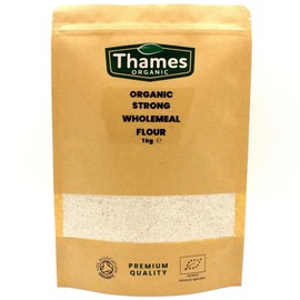 Organic Stoneground Wholemeal Bread Flour-Certified Organic, Non-GMO, Vegan, No Additives, No Preservatives, Resealable Bag by Thames Organic 1kg