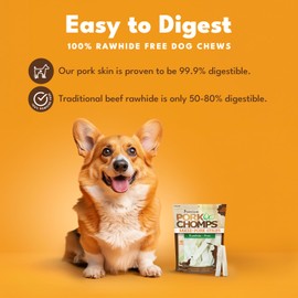 Pork Chomps Baked Pork Skin Dog Chews, 4-inch strips, 10oz Bag