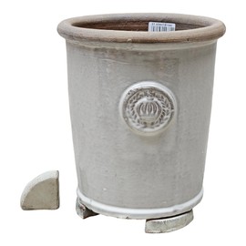 Pot Feet/Washers for Flower Pots, Planters Instead of Plates, Frost-Resistant Coasters, Feet Triangle, Glazed - for Round and Square Pots - (3 White)