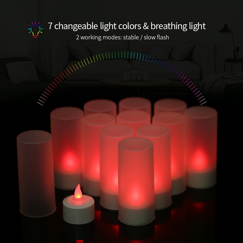 Colourful LED Candle Light Rechargeable Simulation Flameless Tea Candle Lights