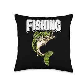 Angler, Fischer, Angel Fish Fish Outifts And Gifts Angel, Angler Fisherman Outfit Bass Fishing Throw Pillow, 16x16, Multicolor