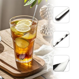 Vxcbad Set of 4 Long Spoons, Bar Spoons, Cocktail Spoons, Iced Coffee Spoons, 304 Stainless Steel, Spiral Pattern for Bar, Cafe, Kitchen, 30 cm