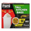 PAMI Tall 13-Gallon Kitchen Drawstring Trash Bags [90-Pack, White] -