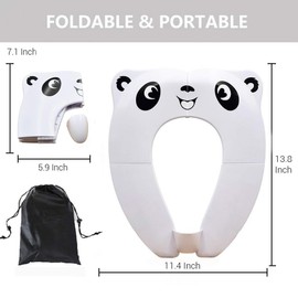 [Upgrade Version] Toilettensitz Kinder - RIGHTWELL Faltbarer Toilettensitz Kinder für Reise Töpfchen,Tragbar Reise WC Sitz Kleinkind Töpfchentrainer mit Aufbewahrungstüte (Weiß)