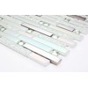 Hominter Glass Metal Tile Linear Mosaic Iridescent White Crystal Glass
