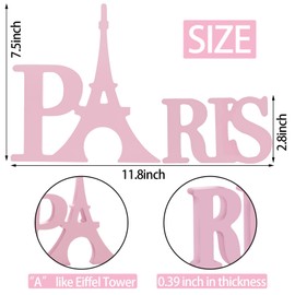 Paris Wood Decor Paris Themed Bedroom Decor Paris Word Sign Eiffel Tower Wood Table sign Wooden Letters Table Decor for Girls Bedroom for Home Living Room Office Decoration Supplies (Pink)