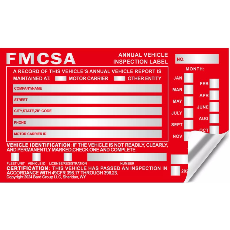 Annual Vehicle Inspection Label Sticker Aluminum FMCSA DOT 6" x