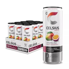 CELSIUS Sparkling Mango Passionfruit Functional Energy Drink 12 Fl (Pack of 12)