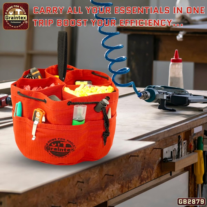 Graintex 18 Pockets Grab Bag Rip-stop Canvas Drawstring Closure, Small