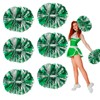 6 Pcs Silver Green Metallic Cheerleading Pom Poms, 12Inch Cheerleader