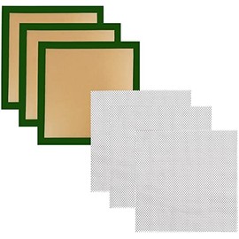 Set of 3-14" x 14" -Silicone + 3 Mesh Sheets Re-Usable Non-Stick Ultra Premium Dehydrator Sheets Compatible With Excalibur Silpat Tray Liner Flex Fruit Leather Roll Up Jerky Oven Baking Mat