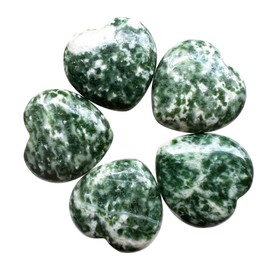 Ladeukoi Natural Crystal Love Heart Stone, Polished Healing Palm Bag Stone, Reiki Balancing Meditation Mini Stone, 1 Inch (25 mm), Africa Green Jade