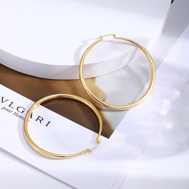 Gacimy Gold Hoop Earrings for Women 14K Real Gold Plated,