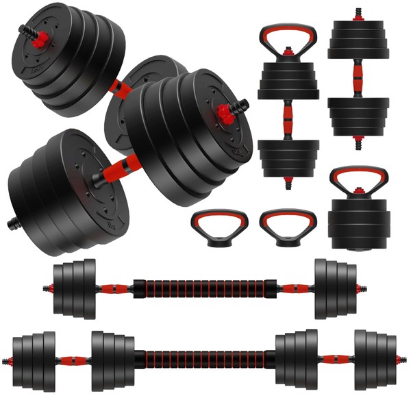 RockRain 90LB Adjustable Dumbbell Set: 4-in-1 Convertible Weights with Non-Slip