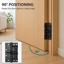 2-Pack 3-in-1 Stainless Steel Self-Closing Spring Door Hinges with 90° Stop
