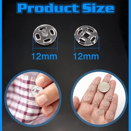 TOAOB 120 Pairs Press Studs Plastic Snap Fasteners Buttons Transparent Sew on Buttons Clear Invisible DIY Clothing Buttons for Shirt Purse Handbag Crafts Sewing 12mm